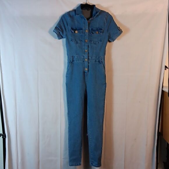 Fashion Nova Stretch Denim Jumpsuit - Picture 1 of 8